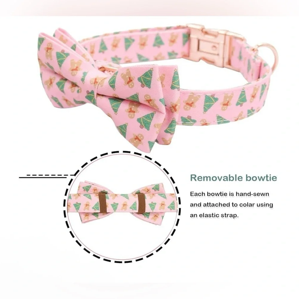 Dog Collar (Set of 2) Bow Tie Metal Buckle Dog Collar Soft M(13-18in) (0066)